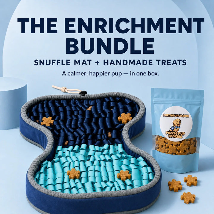 PuzzlePup Enrichment Bundle with current Snuffle Mat and handmade treats