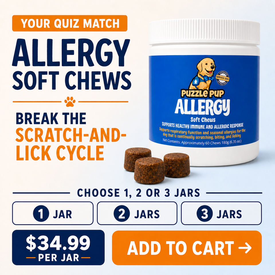 Complete PuzzlePup Allergy Soft Chews offer graphic