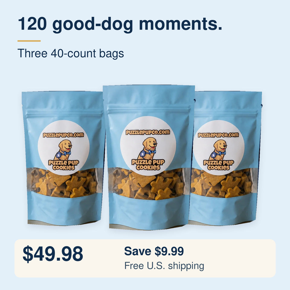 Three 40-count bags in the PuzzlePup treat stock-up pack